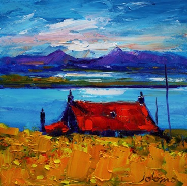 Red roof at Lochs Isle of Lewis 12x12 Red roof at Lochs Isle of Lewis 12x12